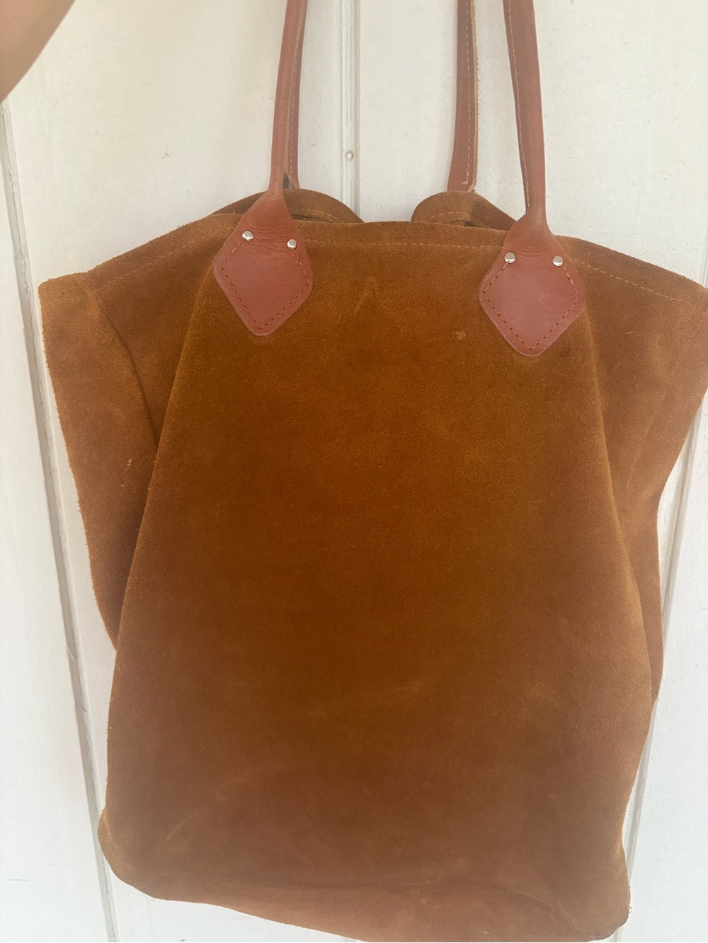 Handmade Suede Tote Bag with Leather Handles